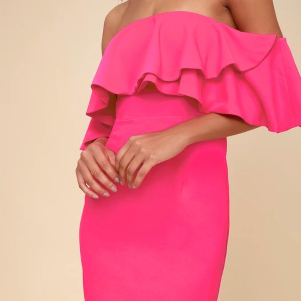 Aurelia Hot Pink Off-the-Shoulder Dress